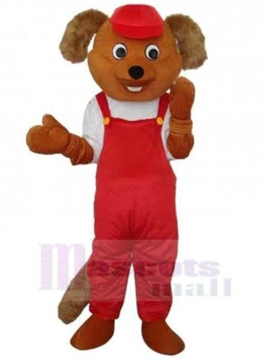 Red Overalls Bear Mascot Costume For Adults Mascot Heads