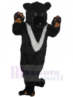 White Fur Black Bear Mascot Costume For Adults Mascot Heads