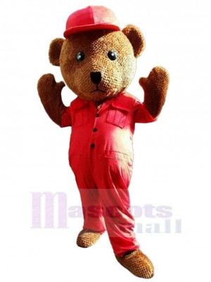 Bear with Red Cap Mascot Costume For Adults Mascot Heads