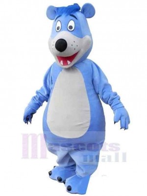 Grey Belly Blue Bear Mascot Costume For Adults Mascot Head