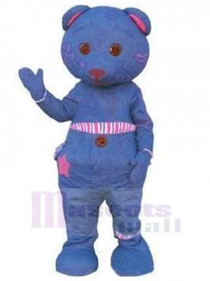 Denim Blue Bear Mascot Costume For Adults Mascot Heads