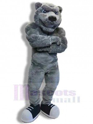 Muscle Gray Bear Mascot Costume For Adults Mascot Heads