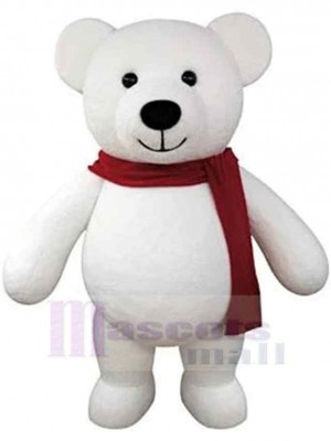 Lovely White Teddy Bear Mascot Costume Animal