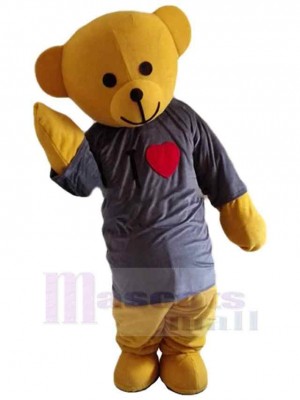 Bear in Grey Shirt Mascot Costume Animal