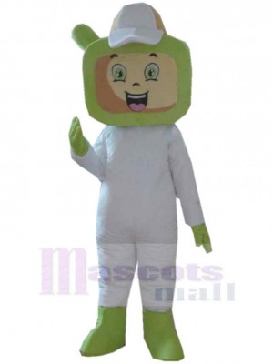 Green and White TV Television Mascot Costume