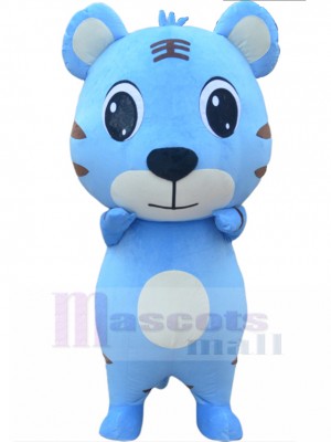 Cheerful Blue Tiger Inflatable Costume New Year Christmas Suit for Adult
