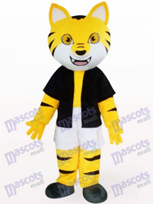 Orange Tiger In Black Underwaist Animal Mascot Costume