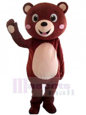 Happy Maroon Girl Bear Mascot Costume Animal