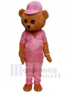Teddy Bear with Pink Hat Mascot Costume Animal
