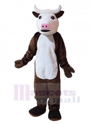 Brown and White Cow Mascot Costume Animal