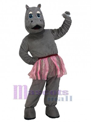 Cute Grey Hippo Mascot Costume Animal