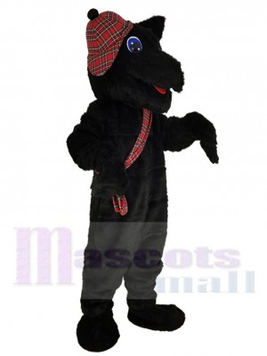 Black Scottish Dog Mascot Costume Animal with Blue Eyes