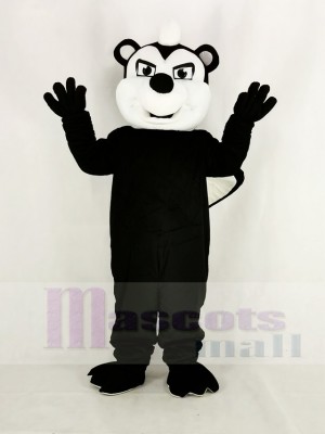 Realistic Black Stinky Skunk Mascot Costume Cartoon