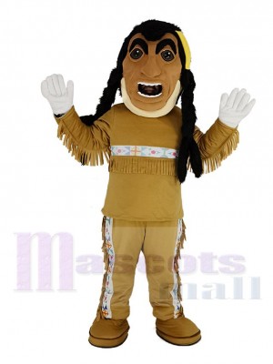 Funny Yellow Feathers Indian Mascot Costume