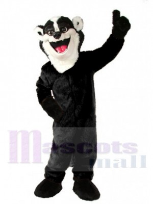 Happy Black Badger Mascot Costume Animal