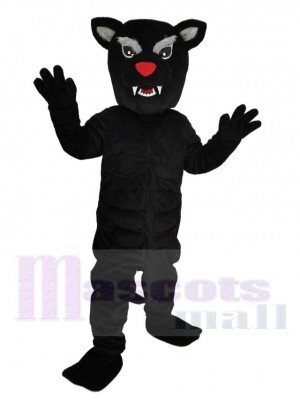 Fierce Black Panther with Red Nose Mascot Costume