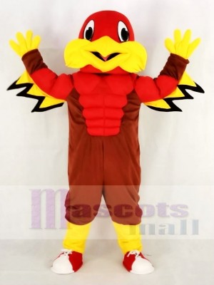Cute Red Eagle with Blue Eyes Mascot Costume School