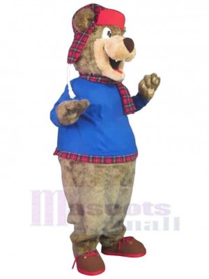 Bear in Blue Clothes Mascot Costume Animal