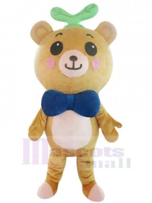 Bear with Blue Bow Tie Mascot Costume Animal