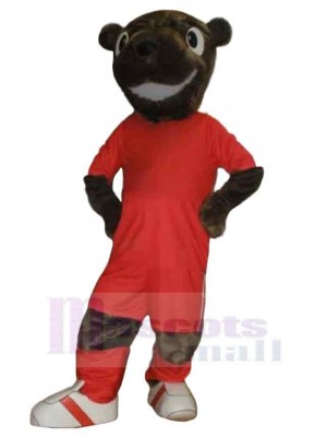 Bear in Red Clothes Mascot Costume Animal
