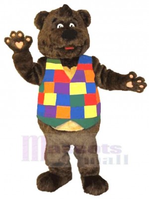Bear in Colorful Waistcoat Mascot Costume Animal