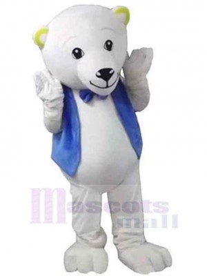 Bear with Blue Bow Knot Mascot Costume Animal