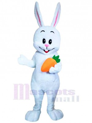 Happy White Bunny Mascot Costume Animal