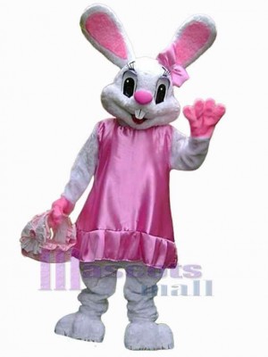 Pink Dress Easter Bunny Mascot Costume Animal