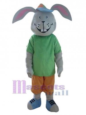 Rabbit in Green T-shirt Mascot Costume Animal