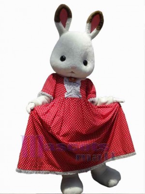 Bunny in Red Dress Mascot Costume Animal