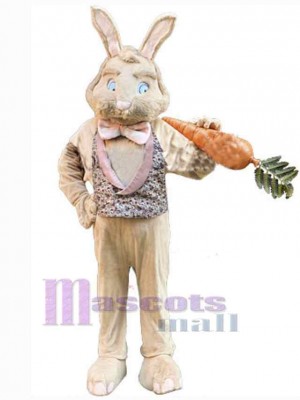 Bunny Rabbit with Pink Bowknot Mascot Costume Animal