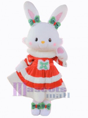 Bunny Rabbit with Red Dress Mascot Costume Animal