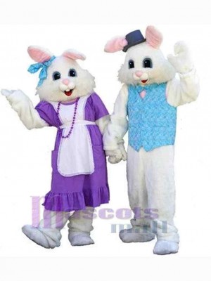 Lovely Bunny Couple Mascot Costume Animal