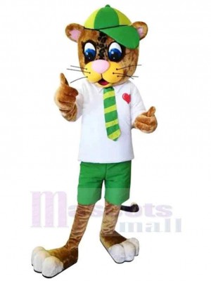 Green Hat Cheetah Mascot Costume For Adults Mascot Heads