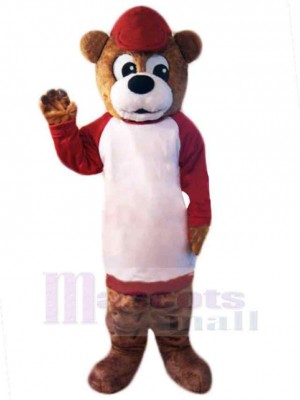 Red Hat Brown Bear Mascot Costume For Adults Mascot Heads