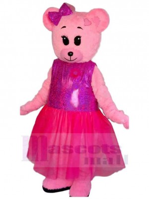 Pink Dress Bear Mascot Costume For Adults Mascot Heads
