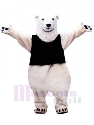 Black Vest Polar Bear Mascot Costume For Adults Mascot Heads