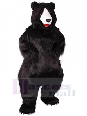 Strong Black Plush Bear Mascot Costume For Adults Mascot Heads