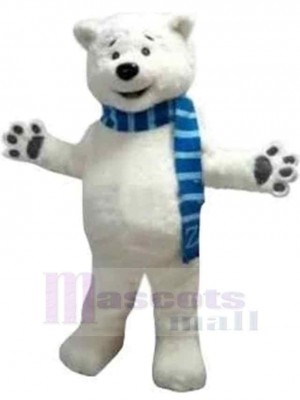 Blue Scarf Polar Bear Mascot Costume For Adults Mascot Heads