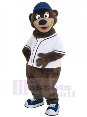 White T-shirt Sport Bear Mascot Costume For Adults Mascot Heads