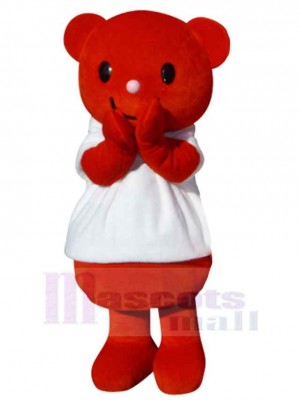 Red Bear with Pink Nose Mascot Costume Animal