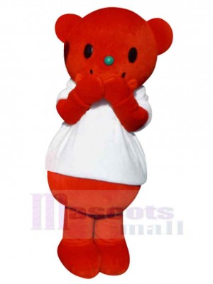 Red Bear with Green Nose Mascot Costume Animal