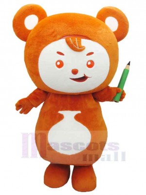 Cartoon Orange Bear Mascot Costume Animal