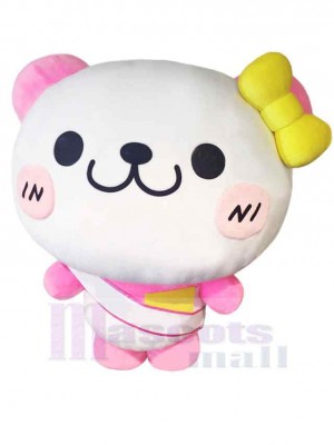 Pink and White Bear Mascot Costume Animal