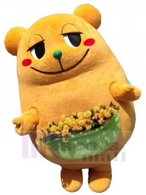 Bear with Flower Pot Mascot Costume Animal