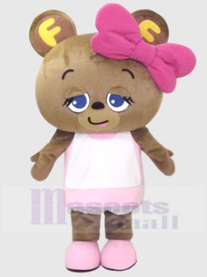 Bear Wearing Pink Vest Mascot Costume Animal
