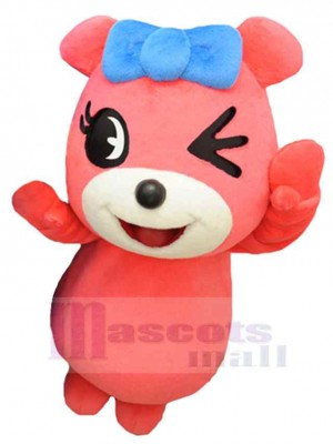 Happy Pink Bear Mascot Costume Animal