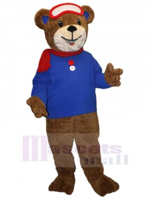 Bear with Blue Sweater Mascot Costume Animal