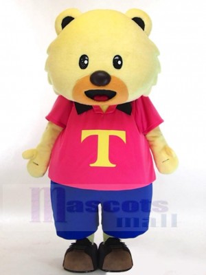Bear in Pink T-shirt Mascot Costume Animal