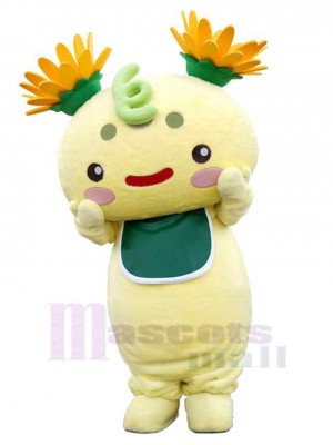 Bear with Flowers on the Head Mascot Costume Animal